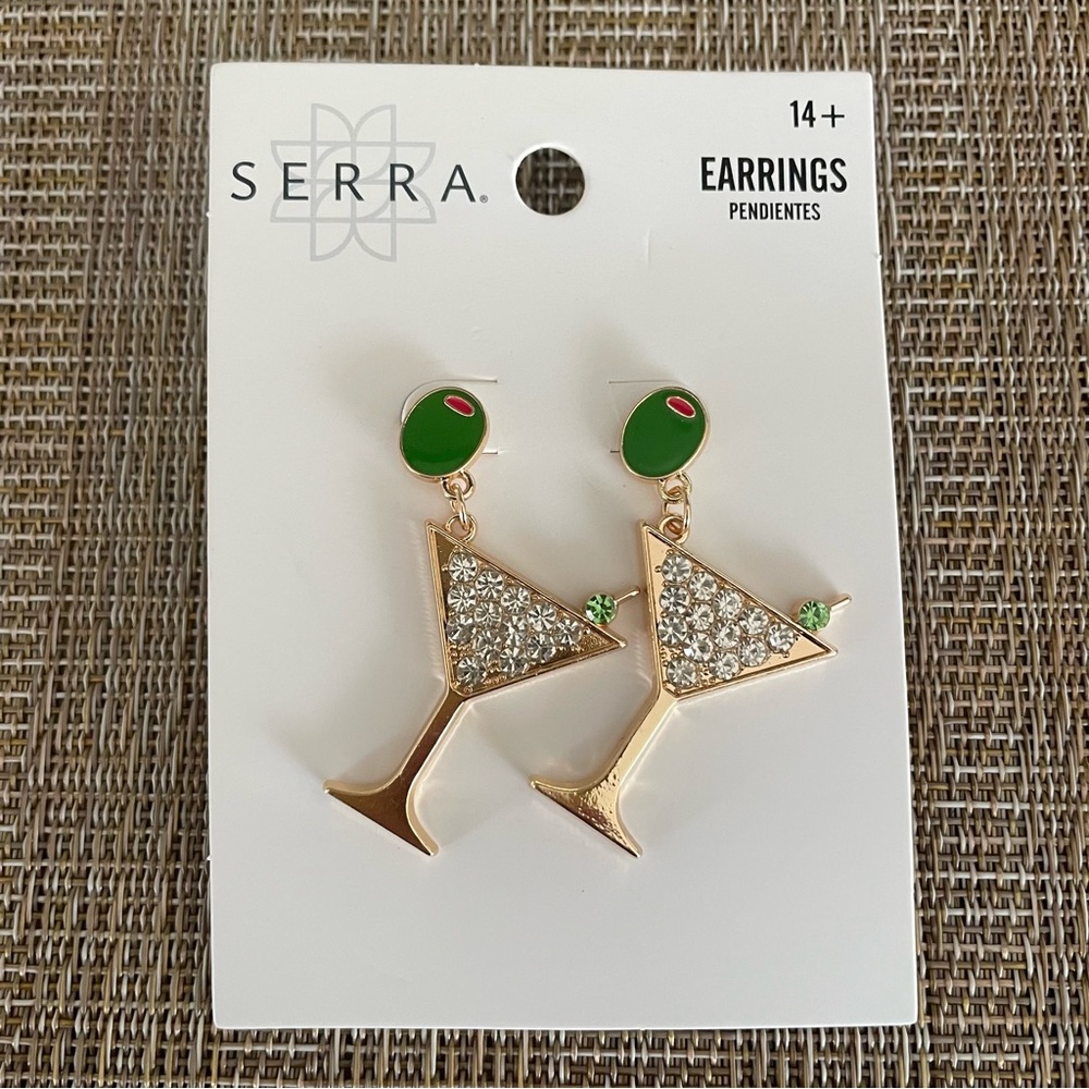 Serra whimisical Martini dangle earrings for pierced ears